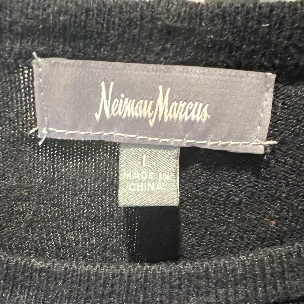 Neiman Marcus Asymmetric Ruffle Knit Top Sweater - Black - Picture 4 of 5
